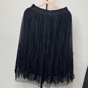 Nordstrom Black Lace Pleated Midi Skirt